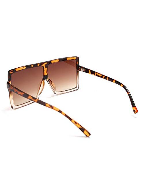 FEISEDY Women Square Oversized Sunglasses Flat Top Fashion Big Stylish Large Frame UV400 B2539