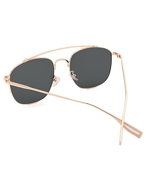 FEISEDY Oversized Round Sunglasses Women Men Trendy Vintage Square Gold Metal Sunglasses B2947