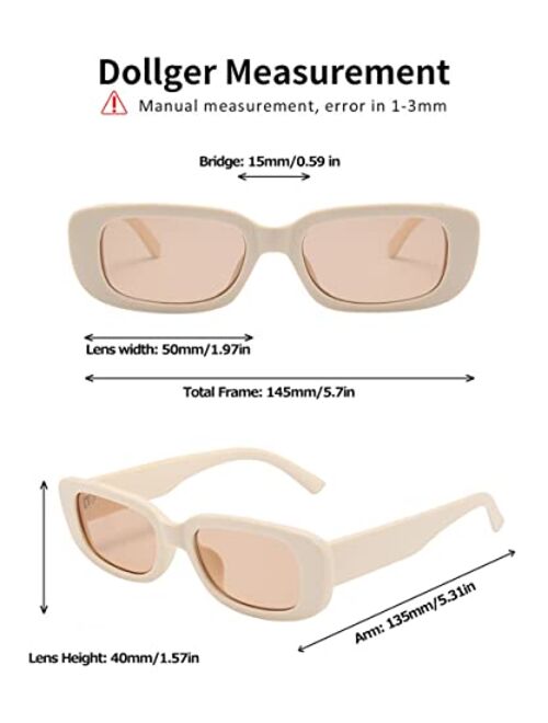 Dollger Rectangle Sunglasses for Women Men Trendy Retro Fashion Sunglasses UV 400 Protection Square Fram