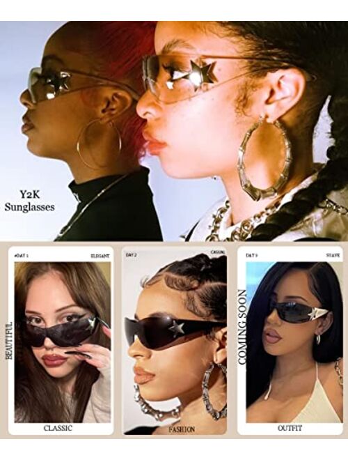 Dollger Trendy Y2K Sunglasses Women Men Wrap Around Rimless Sunglasses Cyber Y2k Fashion 2000 Glasses Shield