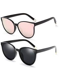 Polarized Oversized Sunglasses for Women Men Trendy Cateye Sun Glassses Retro Large Frame Shades Black