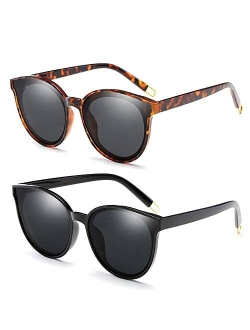 Polarized Oversized Sunglasses for Women Men Trendy Cateye Sun Glassses Retro Large Frame Shades Black
