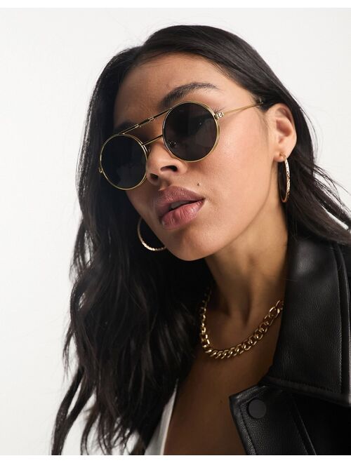 Spitfire Lennon round flip sunglasses in black and gold