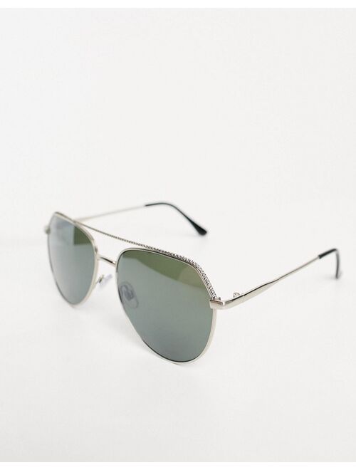 AJ Morgan Dorado Metal Aviator Sunglasses In Silver Gray