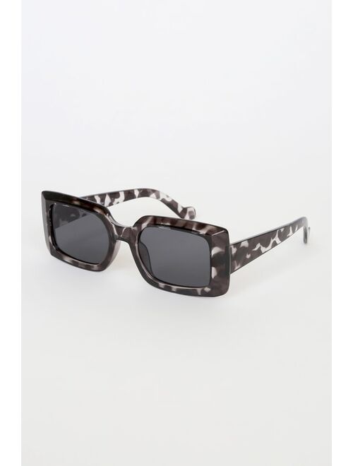 Lulus Jonsey Grey Tortoise Rectangle Sunglasses