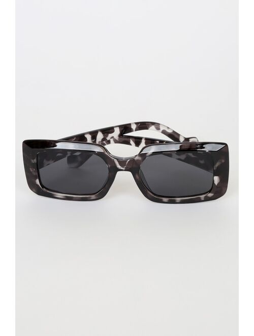 Lulus Jonsey Grey Tortoise Rectangle Sunglasses