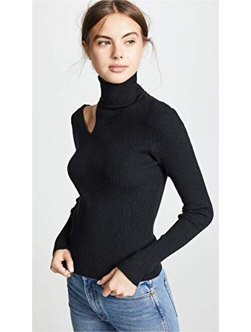 ASTR the label Women's Vivi Cut Out Rib Knit Turtleneck Sweater