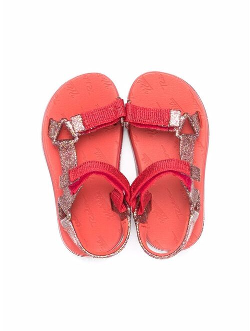 Mini Melissa glittered touch-strap sandals