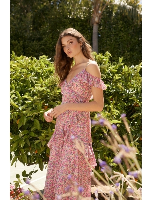 ASTR the label Pemberley Women's Floral Print Off The Shoulder Maxi Dress