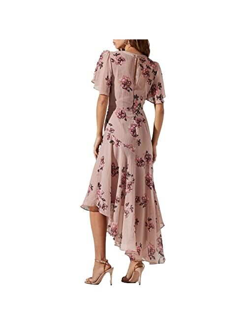 ASTR the label Women's Chiffon Floral Print High Low Maxi Dress