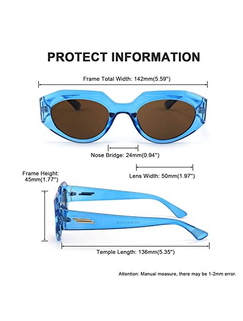 FEISEDY Trendy Irregular Sunglasses for Women Retro Rectangle Narrow Frame Sun Glasses B2754