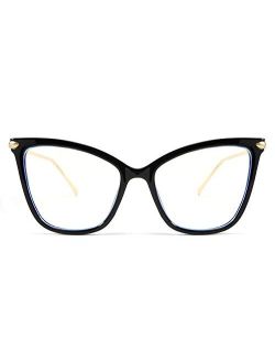 Oversized Cat Eye Glasses Frame Blue Light Blocking Eyewear for Women B2589
