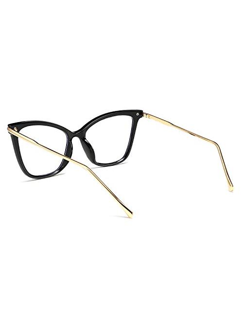 FEISEDY Oversized Cat Eye Glasses Frame Blue Light Blocking Eyewear for Women B2589