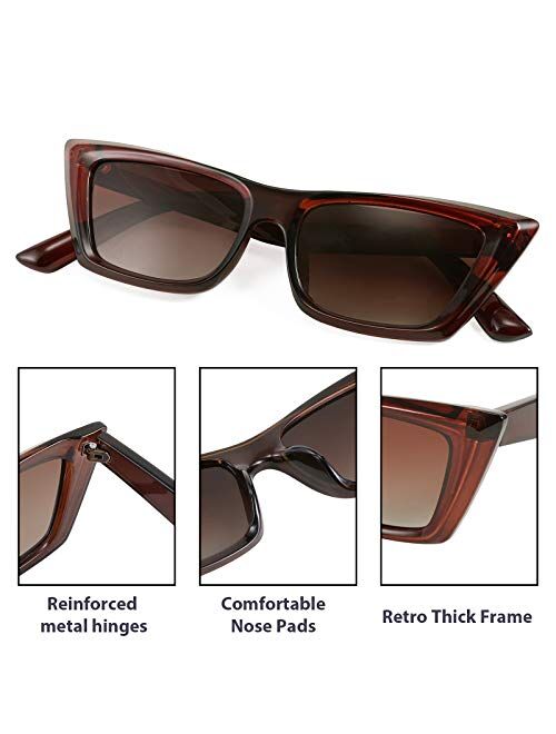 FEISEDY Small Cateye Square Polarized Sunglasses Women Classic Thick Rectangle Frame UV400 Sun Glasses B2736