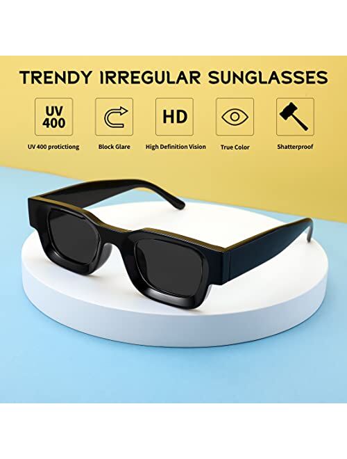 FEISEDY Small Rectangle Polarized Sunglasses for Women Men Fashion Narrow Shades UV400 Protection Lens B2919