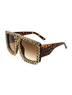 Square Diamond Sunglasses for Women Retro Fashion Shiny Rhinestone Sun Glasses B2916