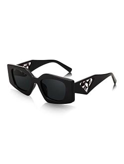 Trendy Irregular Sunglasses Small Vintage Rectangle Thick Fashion UV400 Shades Women Men B2343