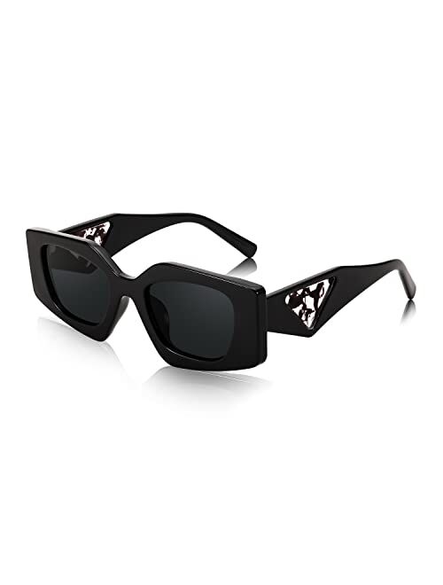 FEISEDY Trendy Irregular Sunglasses Small Vintage Rectangle Thick Fashion UV400 Shades Women Men B2343