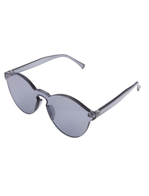 FEISEDY Stylish Round Transparent Lens Rimless Frame Sunglasses B1895