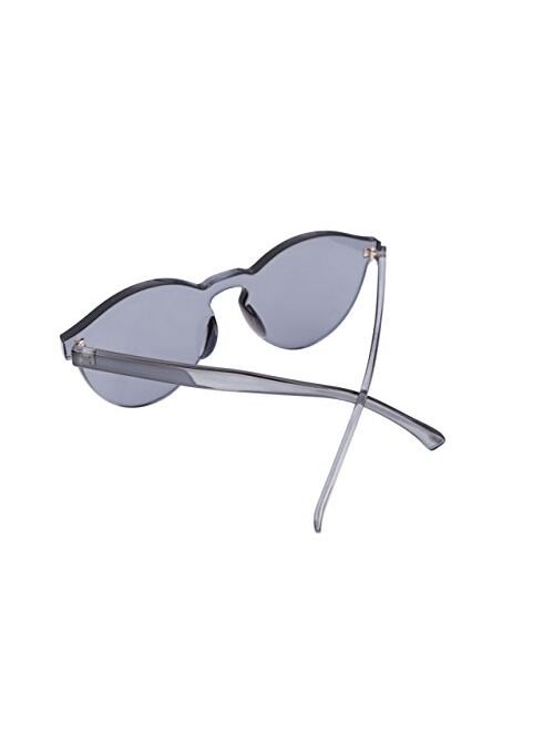 FEISEDY Stylish Round Transparent Lens Rimless Frame Sunglasses B1895