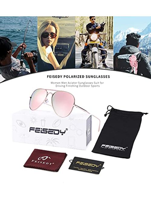 FEISEDY Polarized Aviator Sunglasses for Men Women Mirrored Lenses Metal Classic B2610