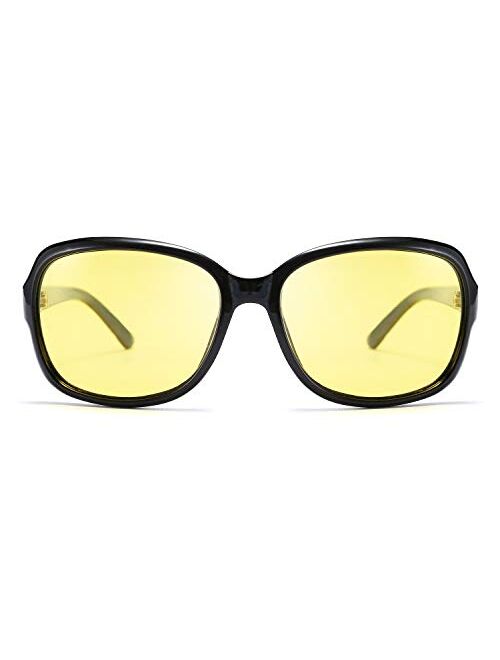 FEISEDY Classic Womens Night Glasses Driving Anti Glare Wrap Around Yellow Sunglasses B2548