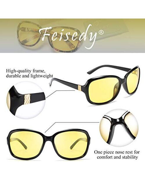 FEISEDY Classic Womens Night Glasses Driving Anti Glare Wrap Around Yellow Sunglasses B2548
