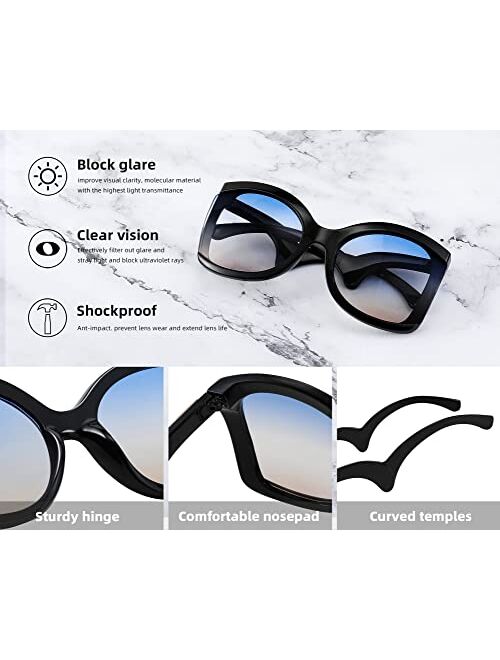FEISEDY Oversized Square Butterfly Sunglasses Curved Curly Arm Frame Women's Fashion Shades B4035