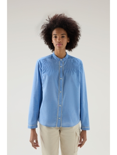 Woolrich pleat-detail poplin shirt