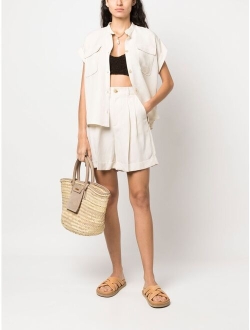 linen blend rolled-sleeve shirt