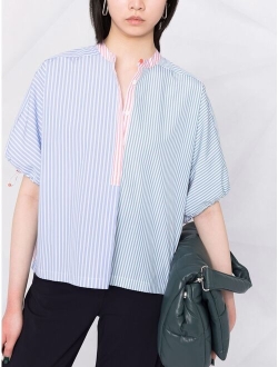 contrast-panel striped shirt