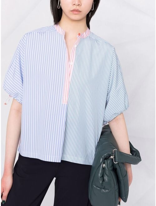 Woolrich contrast-panel striped shirt