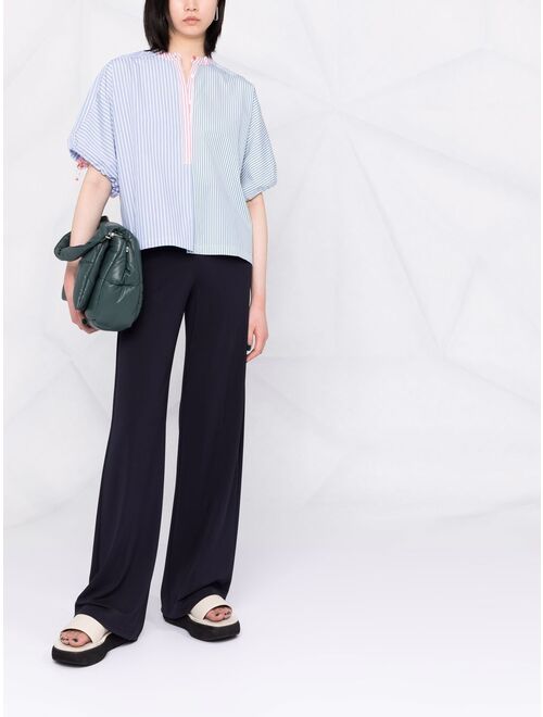 Woolrich contrast-panel striped shirt