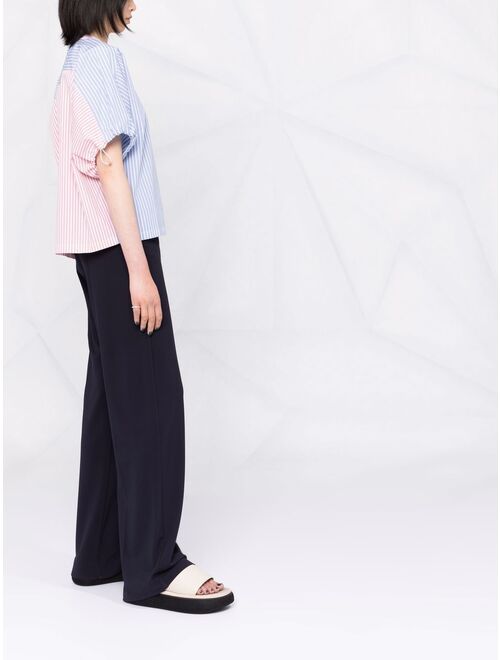 Woolrich contrast-panel striped shirt