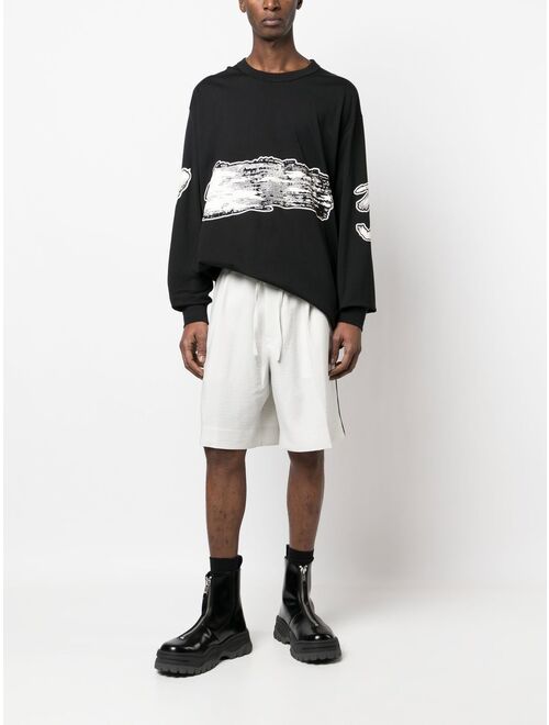 Y-3 side-stripe cotton shorts