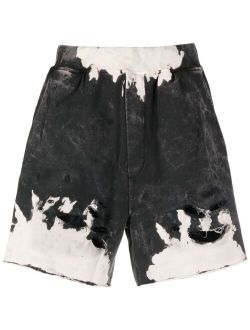 distressed-effect track shorts