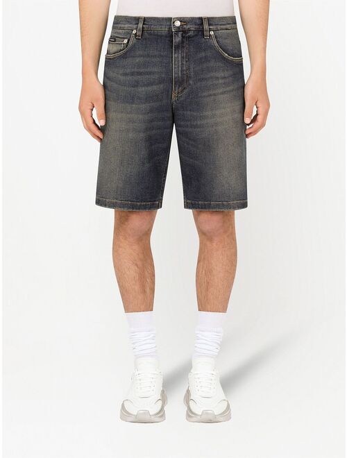 Dolce & Gabbana faded-effect denim shorts
