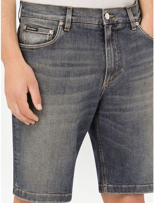 Dolce & Gabbana faded-effect denim shorts