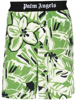 floral-print logo-waistband shorts