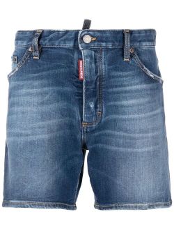 distressed-effect jeans shorts