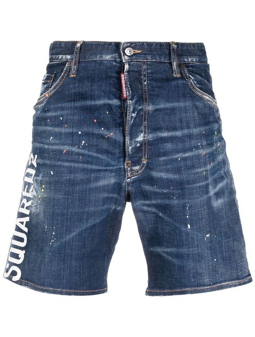 Dsquared2 logo-print distressed denim shorts