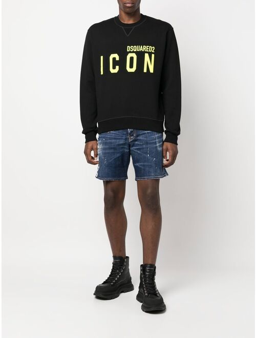 Dsquared2 logo-print distressed denim shorts