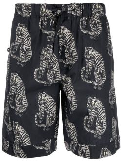 Desmond & Dempsey Sansindo tiger-print pajama shorts
