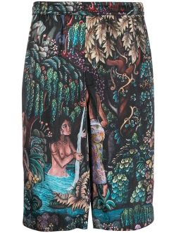 Endless Joy Goa Gajah silk bermuda shorts