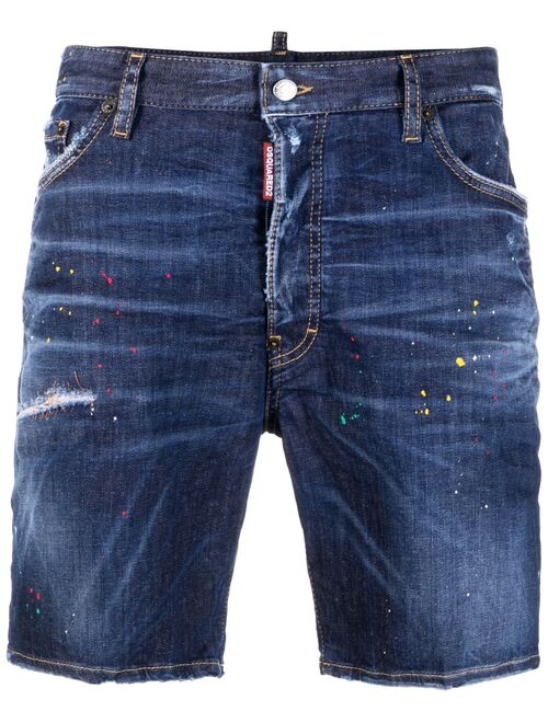 Dsquared2 embroidered maple-leaf denim shorts