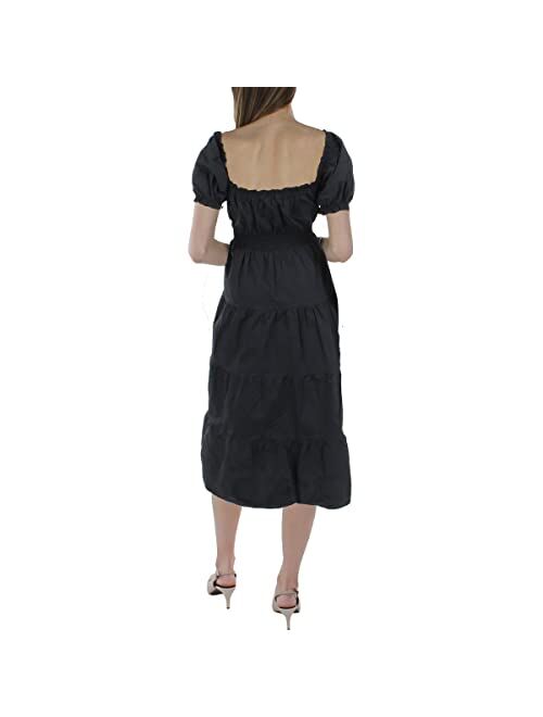 ASTR the label Women's Tiered Ruffle Trim Puff Sleeve Midi Dress