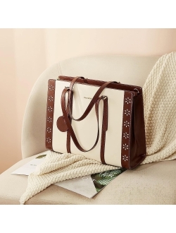 Laptop Bag for Women 15.6 inch Computer Leather Briefcase Vintage Work Tote Handbag