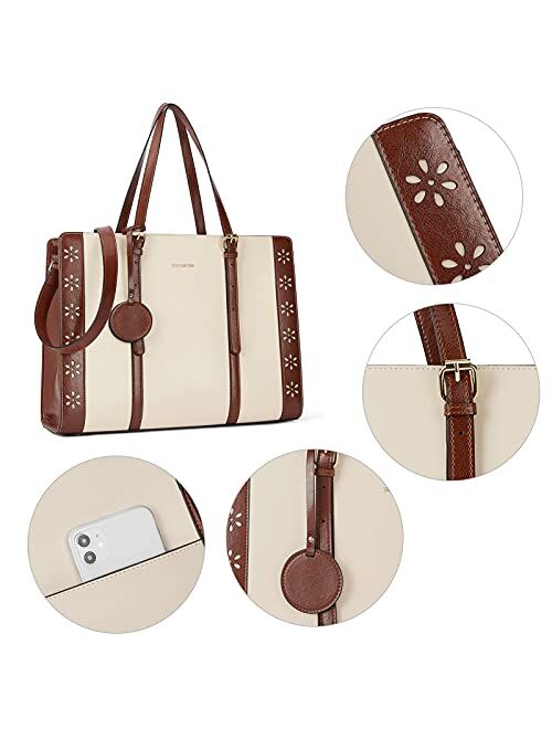 BOSTANTEN Laptop Bag for Women 15.6 inch Computer Leather Briefcase Vintage Work Tote Handbag