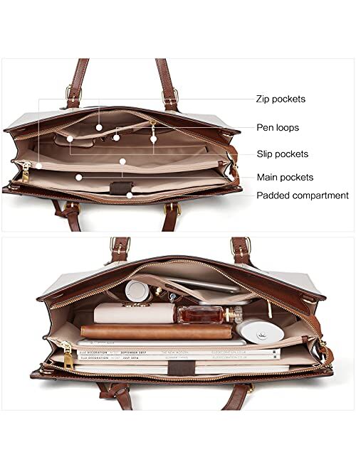 BOSTANTEN Laptop Bag for Women 15.6 inch Computer Leather Briefcase Vintage Work Tote Handbag