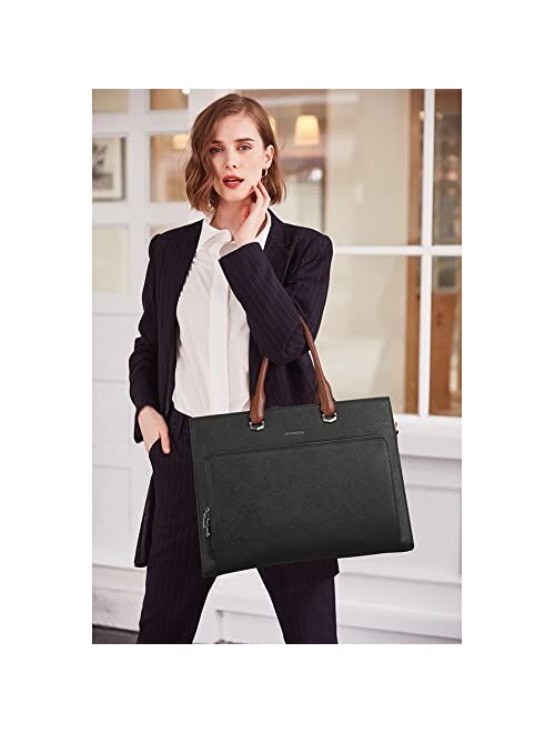 BOSTANTEN Leather Briefcase for Women 15.6 inch Laptop Bag Slim Business Shoulder Handbag Work Purse
